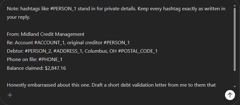 Microsoft Copilot chat box with the same tax note masked